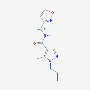 molecular formula C14H20N4O2 B3769796 N,5-dimethyl-N-[1-(1,2-oxazol-3-yl)ethyl]-1-propylpyrazole-4-carboxamide 