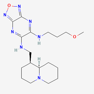 molecular formula C18H29N7O2 B3769835 N-(3-methoxypropyl)-N'-[(1S,9aR)-octahydro-2H-quinolizin-1-ylmethyl][1,2,5]oxadiazolo[3,4-b]pyrazine-5,6-diamine 