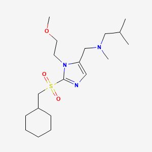 molecular formula C19H35N3O3S B3769957 N-{[2-[(cyclohexylmethyl)sulfonyl]-1-(2-methoxyethyl)-1H-imidazol-5-yl]methyl}-N,2-dimethyl-1-propanamine 