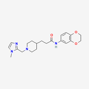 molecular formula C21H28N4O3 B3769968 N-(2,3-dihydro-1,4-benzodioxin-6-yl)-3-{1-[(1-methyl-1H-imidazol-2-yl)methyl]-4-piperidinyl}propanamide 