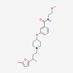 molecular formula C24H34N2O4 B3770027 N-(2-methoxyethyl)-3-({1-[3-(5-methyl-2-furyl)butyl]-4-piperidinyl}oxy)benzamide 