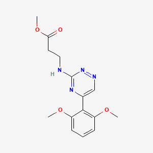 molecular formula C15H18N4O4 B3770049 methyl N-[5-(2,6-dimethoxyphenyl)-1,2,4-triazin-3-yl]-beta-alaninate 