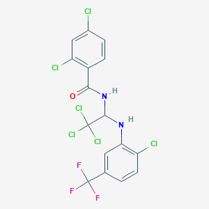 molecular formula C16H9Cl6F3N2O B377008 2,4-dichloro-N-{2,2,2-trichloro-1-[2-chloro-5-(trifluoromethyl)anilino]ethyl}benzamide CAS No. 300405-21-4