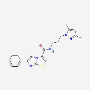 molecular formula C20H21N5OS B3770083 N-[3-(3,5-dimethyl-1H-pyrazol-1-yl)propyl]-6-phenylimidazo[2,1-b][1,3]thiazole-3-carboxamide 