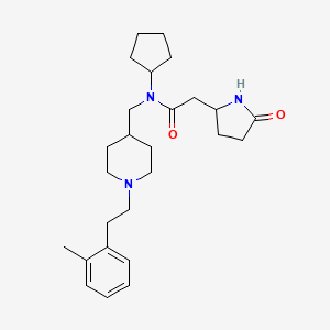 molecular formula C26H39N3O2 B3770098 N-cyclopentyl-N-({1-[2-(2-methylphenyl)ethyl]-4-piperidinyl}methyl)-2-(5-oxo-2-pyrrolidinyl)acetamide 