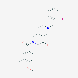 molecular formula C25H33FN2O3 B3770158 N-{[1-(2-fluorobenzyl)-4-piperidinyl]methyl}-4-methoxy-N-(2-methoxyethyl)-3-methylbenzamide 