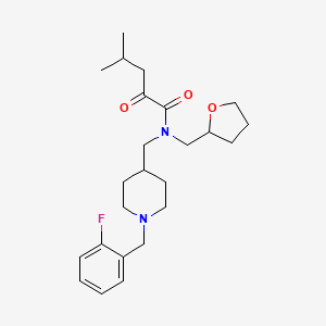 molecular formula C24H35FN2O3 B3770259 N-{[1-(2-fluorobenzyl)-4-piperidinyl]methyl}-4-methyl-2-oxo-N-(tetrahydro-2-furanylmethyl)pentanamide 