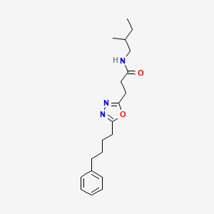 molecular formula C20H29N3O2 B3770267 N-(2-methylbutyl)-3-[5-(4-phenylbutyl)-1,3,4-oxadiazol-2-yl]propanamide 