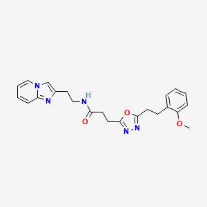 molecular formula C23H25N5O3 B3770286 N-(2-imidazo[1,2-a]pyridin-2-ylethyl)-3-{5-[2-(2-methoxyphenyl)ethyl]-1,3,4-oxadiazol-2-yl}propanamide 
