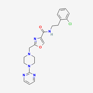molecular formula C21H23ClN6O2 B3770352 N-[2-(2-chlorophenyl)ethyl]-2-{[4-(2-pyrimidinyl)-1-piperazinyl]methyl}-1,3-oxazole-4-carboxamide 