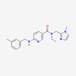 molecular formula C21H25N5O B3770408 N-ethyl-6-[(3-methylbenzyl)amino]-N-[(1-methyl-1H-imidazol-2-yl)methyl]nicotinamide 