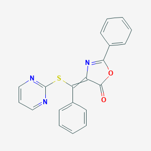 molecular formula C20H13N3O2S B377044 2-phenyl-4-[phenyl(2-pyrimidinylsulfanyl)methylene]-1,3-oxazol-5(4H)-one 