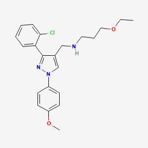 molecular formula C22H26ClN3O2 B3770454 N-{[3-(2-chlorophenyl)-1-(4-methoxyphenyl)-1H-pyrazol-4-yl]methyl}-3-ethoxy-1-propanamine 