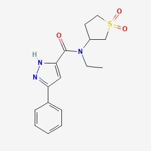 molecular formula C16H19N3O3S B3770461 N-(1,1-dioxothiolan-3-yl)-N-ethyl-3-phenyl-1H-pyrazole-5-carboxamide 