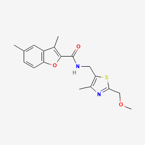 molecular formula C18H20N2O3S B3770495 N-{[2-(methoxymethyl)-4-methyl-1,3-thiazol-5-yl]methyl}-3,5-dimethyl-1-benzofuran-2-carboxamide 