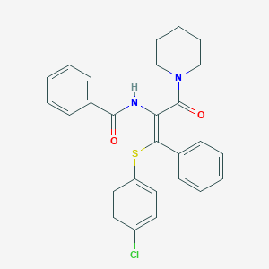 N-[2-[(4-chlorophenyl)sulfanyl]-2-phenyl-1-(1-piperidinylcarbonyl)vinyl]benzamide