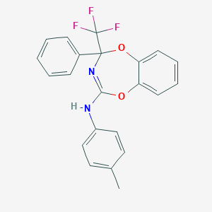 molecular formula C22H17F3N2O2 B377054 N-(4-methylphenyl)-N-[4-phenyl-4-(trifluoromethyl)-3,4-dihydro-2H-1,5,3-benzodioxazepin-2-ylidene]amine 