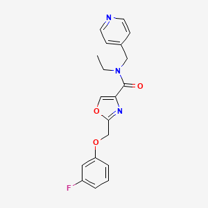 molecular formula C19H18FN3O3 B3770583 N-ethyl-2-[(3-fluorophenoxy)methyl]-N-(4-pyridinylmethyl)-1,3-oxazole-4-carboxamide 