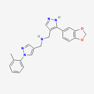 molecular formula C22H21N5O2 B3770601 N-[[5-(1,3-benzodioxol-5-yl)-1H-pyrazol-4-yl]methyl]-1-[1-(2-methylphenyl)pyrazol-4-yl]methanamine 