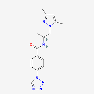 molecular formula C16H19N7O B3770723 N-[2-(3,5-dimethyl-1H-pyrazol-1-yl)-1-methylethyl]-4-(1H-tetrazol-1-yl)benzamide 