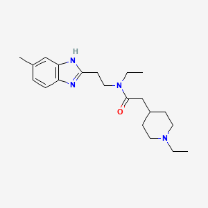 molecular formula C21H32N4O B3770724 N-ethyl-2-(1-ethylpiperidin-4-yl)-N-[2-(5-methyl-1H-benzimidazol-2-yl)ethyl]acetamide 