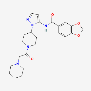 molecular formula C23H29N5O4 B3770743 N-(1-{1-[2-(1-piperidinyl)acetyl]-4-piperidinyl}-1H-pyrazol-5-yl)-1,3-benzodioxole-5-carboxamide 