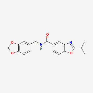 molecular formula C19H18N2O4 B3770745 N-(1,3-benzodioxol-5-ylmethyl)-2-isopropyl-1,3-benzoxazole-5-carboxamide 