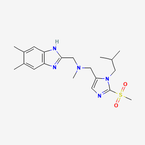 molecular formula C20H29N5O2S B3770760 N-[(5,6-dimethyl-1H-benzimidazol-2-yl)methyl]-N-methyl-1-[3-(2-methylpropyl)-2-methylsulfonylimidazol-4-yl]methanamine 
