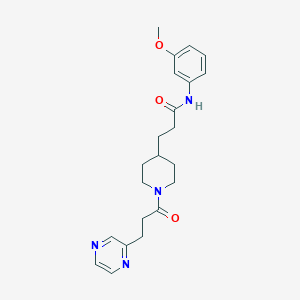 molecular formula C22H28N4O3 B3770770 N-(3-methoxyphenyl)-3-[1-(3-pyrazin-2-ylpropanoyl)piperidin-4-yl]propanamide 