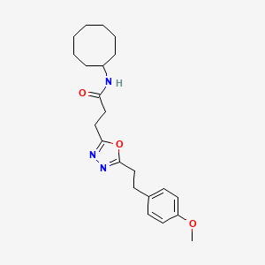 molecular formula C22H31N3O3 B3770827 N-cyclooctyl-3-{5-[2-(4-methoxyphenyl)ethyl]-1,3,4-oxadiazol-2-yl}propanamide 