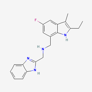 molecular formula C20H21FN4 B3770839 N-(1H-benzimidazol-2-ylmethyl)-1-(2-ethyl-5-fluoro-3-methyl-1H-indol-7-yl)methanamine 