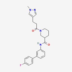 molecular formula C25H27FN4O2 B3770889 N-(4'-fluoro-3-biphenylyl)-1-[3-(1-methyl-1H-pyrazol-4-yl)propanoyl]-3-piperidinecarboxamide 
