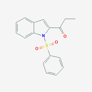 molecular formula C17H15NO3S B037709 2-(1-Oxopropyl)-1-(phenylsulfonyl)-1H-indole CAS No. 121963-51-7