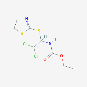 molecular formula C8H12Cl2N2O2S2 B377112 Ethyl 2,2-dichloro-1-(4,5-dihydro-1,3-thiazol-2-ylsulfanyl)ethylcarbamate 