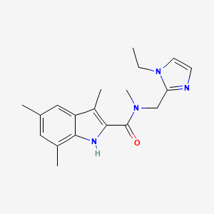 molecular formula C19H24N4O B3771135 N-[(1-ethyl-1H-imidazol-2-yl)methyl]-N,3,5,7-tetramethyl-1H-indole-2-carboxamide 