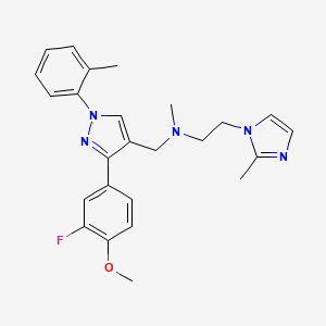 molecular formula C25H28FN5O B3771163 N-[[3-(3-fluoro-4-methoxyphenyl)-1-(2-methylphenyl)pyrazol-4-yl]methyl]-N-methyl-2-(2-methylimidazol-1-yl)ethanamine 