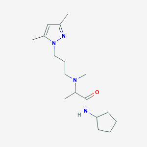 molecular formula C17H30N4O B3771167 N-cyclopentyl-2-[[3-(3,5-dimethyl-1H-pyrazol-1-yl)propyl](methyl)amino]propanamide 