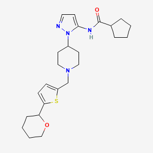 molecular formula C24H34N4O2S B3771185 N-[2-[1-[[5-(oxan-2-yl)thiophen-2-yl]methyl]piperidin-4-yl]pyrazol-3-yl]cyclopentanecarboxamide 