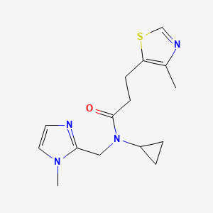 molecular formula C15H20N4OS B3771306 N-cyclopropyl-N-[(1-methyl-1H-imidazol-2-yl)methyl]-3-(4-methyl-1,3-thiazol-5-yl)propanamide 