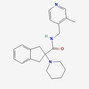 molecular formula C22H27N3O B3771307 N-[(3-methylpyridin-4-yl)methyl]-2-piperidin-1-yl-1,3-dihydroindene-2-carboxamide 