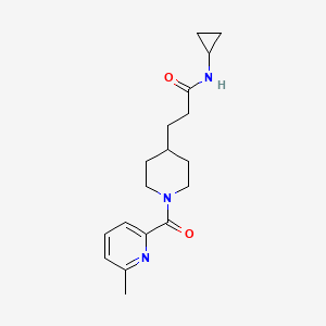 molecular formula C18H25N3O2 B3771383 N-cyclopropyl-3-{1-[(6-methyl-2-pyridinyl)carbonyl]-4-piperidinyl}propanamide 