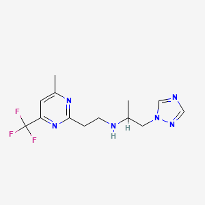 molecular formula C13H17F3N6 B3771393 N-{2-[4-methyl-6-(trifluoromethyl)pyrimidin-2-yl]ethyl}-1-(1H-1,2,4-triazol-1-yl)propan-2-amine 