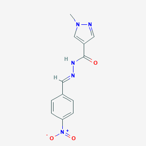 molecular formula C12H11N5O3 B377144 N'-{4-nitrobenzylidene}-1-methyl-1H-pyrazole-4-carbohydrazide 