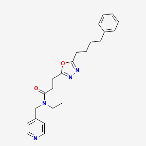 molecular formula C23H28N4O2 B3771468 N-ethyl-3-[5-(4-phenylbutyl)-1,3,4-oxadiazol-2-yl]-N-(4-pyridinylmethyl)propanamide 