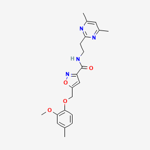 molecular formula C21H24N4O4 B3771470 N-[2-(4,6-dimethyl-2-pyrimidinyl)ethyl]-5-[(2-methoxy-4-methylphenoxy)methyl]-3-isoxazolecarboxamide 