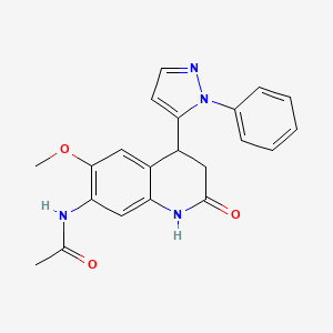 molecular formula C21H20N4O3 B3771557 N-[6-methoxy-2-oxo-4-(1-phenyl-1H-pyrazol-5-yl)-1,2,3,4-tetrahydroquinolin-7-yl]acetamide 