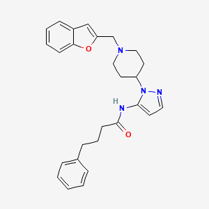 molecular formula C27H30N4O2 B3771583 N-{1-[1-(1-benzofuran-2-ylmethyl)-4-piperidinyl]-1H-pyrazol-5-yl}-4-phenylbutanamide 