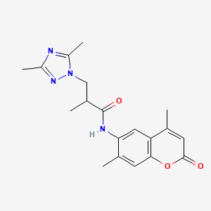 molecular formula C19H22N4O3 B3771863 N-(4,7-dimethyl-2-oxo-2H-chromen-6-yl)-3-(3,5-dimethyl-1H-1,2,4-triazol-1-yl)-2-methylpropanamide 