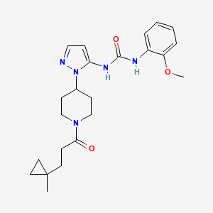molecular formula C23H31N5O3 B3771913 N-(2-methoxyphenyl)-N'-(1-{1-[3-(1-methylcyclopropyl)propanoyl]-4-piperidinyl}-1H-pyrazol-5-yl)urea 