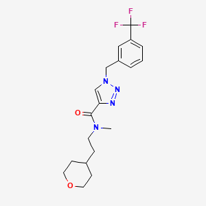 molecular formula C19H23F3N4O2 B3772037 N-methyl-N-[2-(tetrahydro-2H-pyran-4-yl)ethyl]-1-[3-(trifluoromethyl)benzyl]-1H-1,2,3-triazole-4-carboxamide 